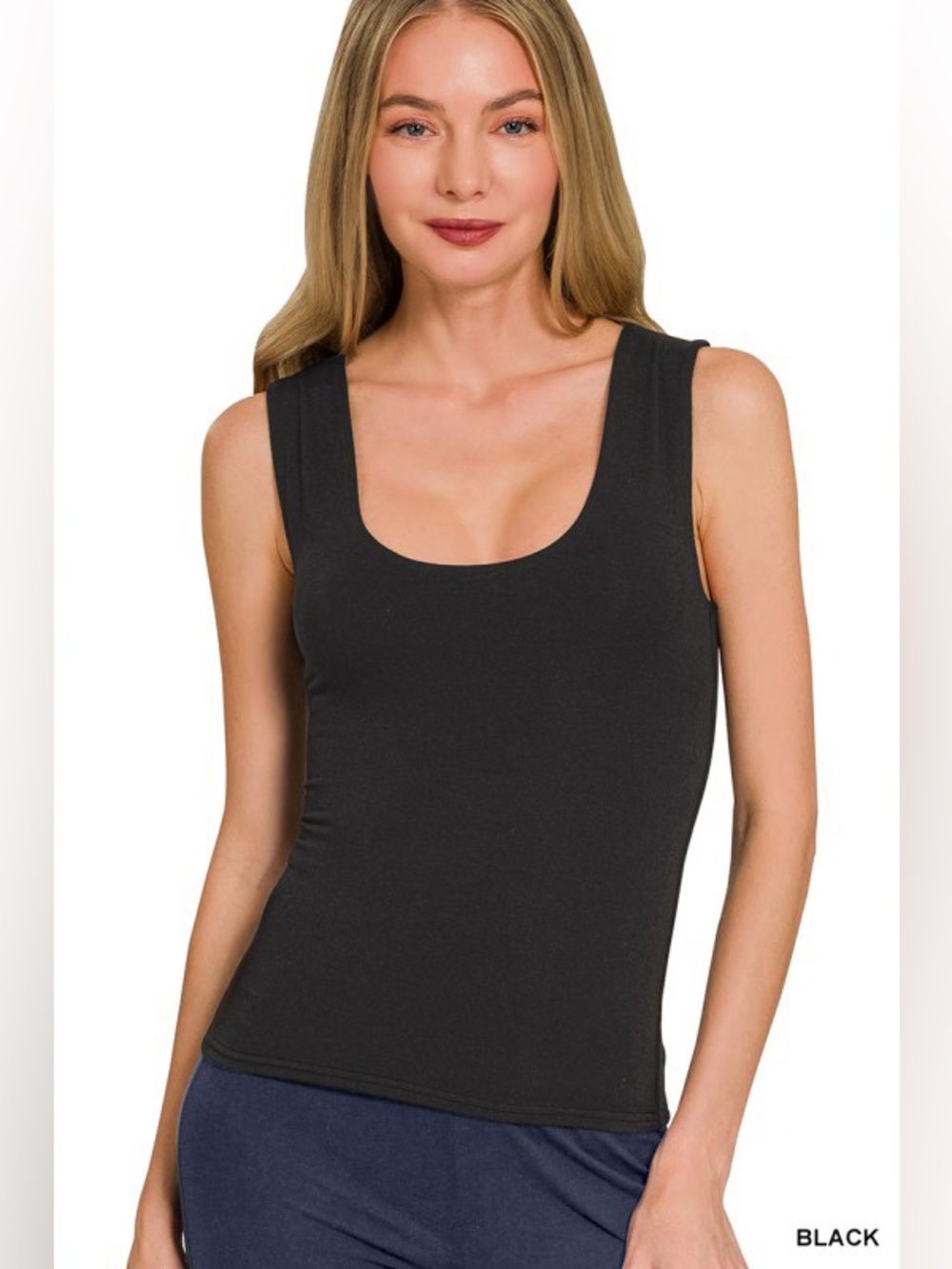 DOUBLE LAYERED TANK TOP IN BLACK
